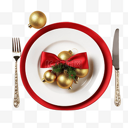 带盘子的圣诞餐桌布置