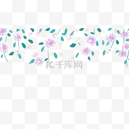 油画花卉边框横图浅粉色花朵