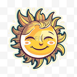 橙色背景上的卡通人物太阳 向量
