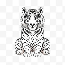 老虎涂鸦图片_老虎单线艺术线条动物