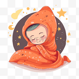 睡眠剪贴画 一个橙色连帽婴儿睡
