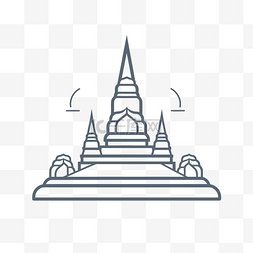 泰国甲米沙滩图片_宝塔和寺庙轮廓图标线平面设计 