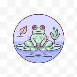 禅宗图标图片_禅宗瑜伽冥想青蛙插画 向量