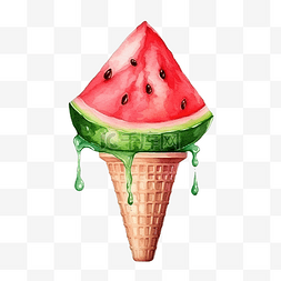 水彩西瓜冰淇淋