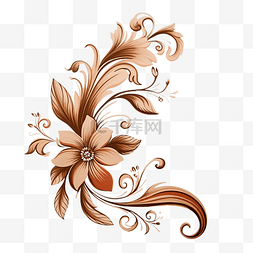 装饰用的玻璃图片_装饰用棕色花卉插图
