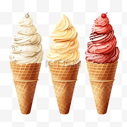 大桶衣服图片_大套件冰淇淋不同类型的锥形华夫