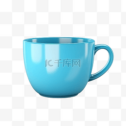 孤立的浅蓝色咖啡杯