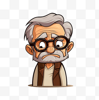 老人哭脸卡通可爱