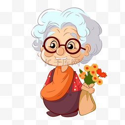 可爱的奶奶剪贴画卡通老太太人物