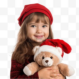 抱着礼物的小女孩图片_圣诞节快乐的小女孩手里拿着一只