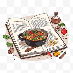 营养健康的美食图片_简约风格的食谱书插图
