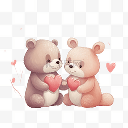 熊海图片_可爱的熊和兔子恋爱情人节插画