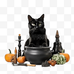 黑猫用威斯壶施展魔法