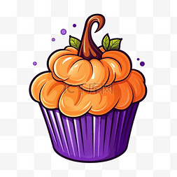矢量奶油蛋糕图片_万圣节矢量橙色紫色南瓜蛋糕万圣