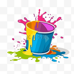 彩色油漆飞溅图片_油漆剪贴画彩色油漆从彩色桶插画