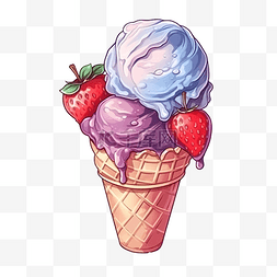 冰淇淋草莓图片_甜甜的冰淇淋插画