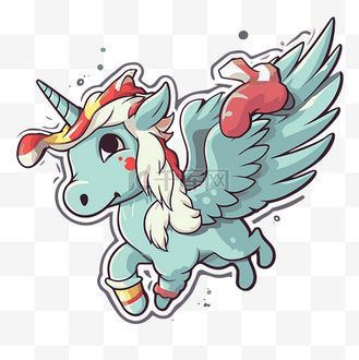 有翅膀和腿的小卡通独角兽剪贴画 向量