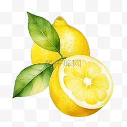 柠檬糖果图片_水彩柠檬水果