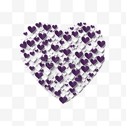 白色和紫心剪纸风格