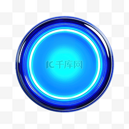 蓝色霓虹灯按钮 发光的霓虹灯按