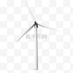 孤立背景上的白色风力涡轮机