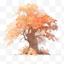 美丽的大森林图片_秋天的树水彩画