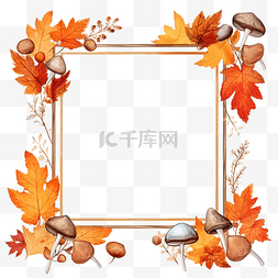 十月秋天图片_秋天的方形框架与蘑菇