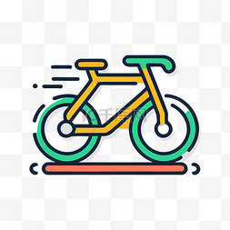 插画骑自行车的图片_卡通自行车线图标设计插画 向量