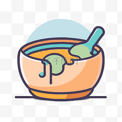 矢量煲汤锅图片_一个碗的图像，上面有勺子和酸奶