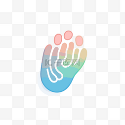 足迹界面图片_婴儿护理图标的彩色足迹 向量
