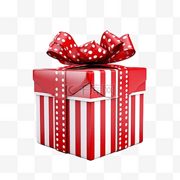 用红白丝带包裹在盒子里的圣诞礼