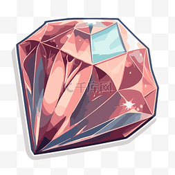 贴纸透明图片_玫瑰色宝石贴纸设计中的冰块插图