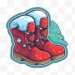 雪地雪地靴图片_冬天的雪地靴与树木设计矢量图剪