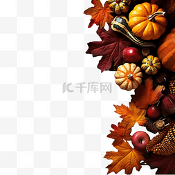 深色木背景图片_感恩节快乐的秋季组合物，深色木