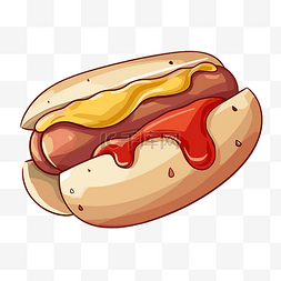 卡通番茄酱图片_可爱的热狗剪贴画热狗放在一个由