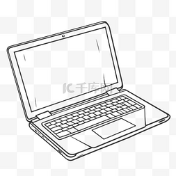 笔记本电脑在白色背景草图上的轮