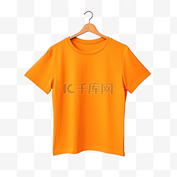 衣服橙色衬衫图片_带衣架的橙色 T 恤