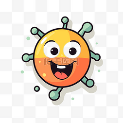 卡通橙色病毒睁着眼睛微笑 向量