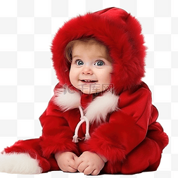 复古男孩图片_穿着红色圣诞服装戴着复古花环的