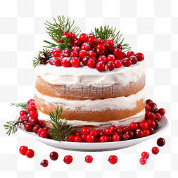 蔓越莓浆果图片_圣诞餐桌上漂亮美味的蛋糕，上面