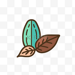 种子设计图片_椰子种子图标背面的绿色和棕色叶