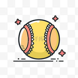 可爱的垒球颜色矢量说明图