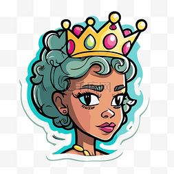 卡通贴纸与一个戴着皇冠的女人剪