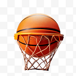 篮球形象图片_运动中被扔进篮筐的篮球
