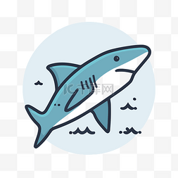 大白鲨图片_白色背景上的鲨鱼线性图标 向量