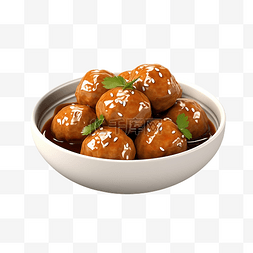 亚洲食品鸡肉丸 3d 插图