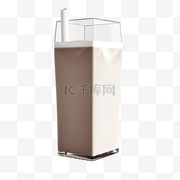 隔离乳背景图片_3d 渲染巧克力牛奶盒，带开盖隔离