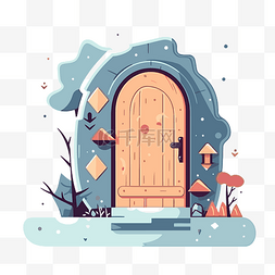 打开的门剪贴画幻想童话门入口插