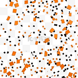 橙色表面上的黑色和白色五彩纸屑