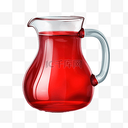 水罐与红色饮料插画